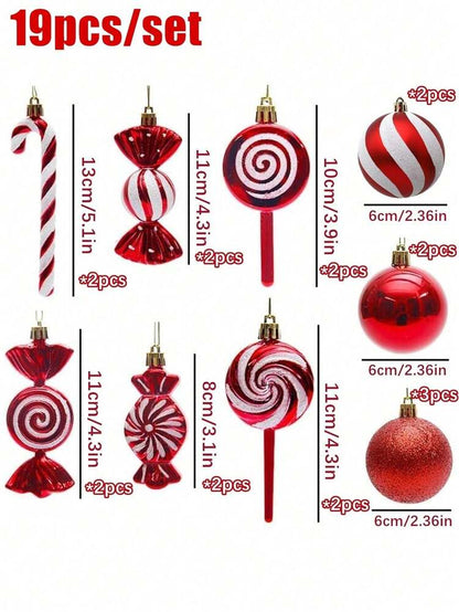 14/24pcs Red Candy Cane Ball Ornaments, Shatterproof Christmas Tree Hanging Decorations, Perfect for Holiday Home Decor and Gift Ideas