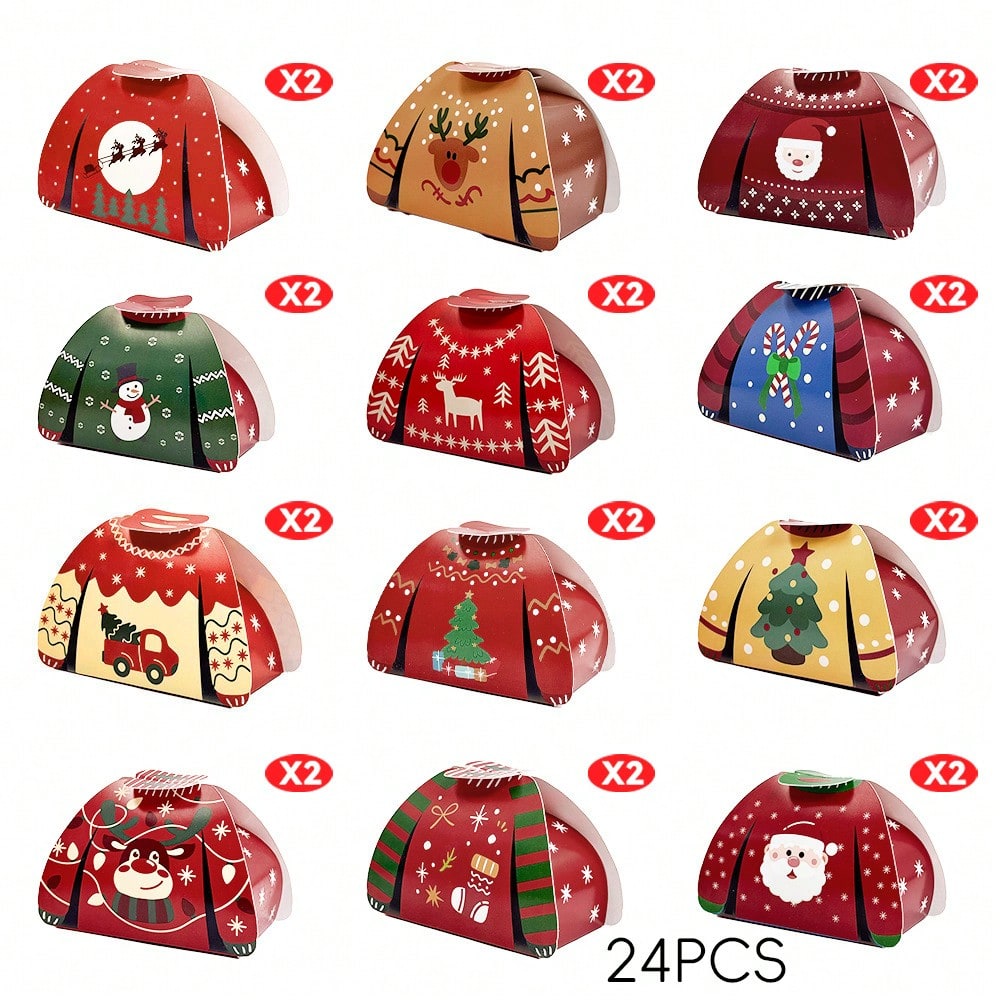 24-Piece DIY Christmas Gift Box Set, Small Festive Packaging Boxes for Presents, Party Favors, and Holiday Home Decorations