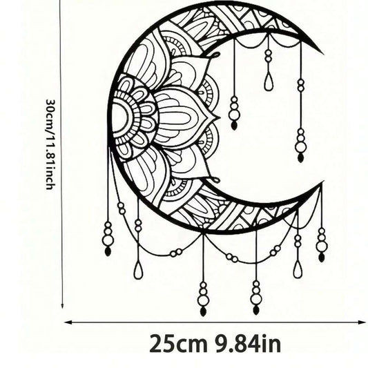 1pc Minimalist Mandala Moon Metal Wall Sculpture, Boho-Style Hanging Wall Art for Bedroom or Living Room, Elegant Home Decor