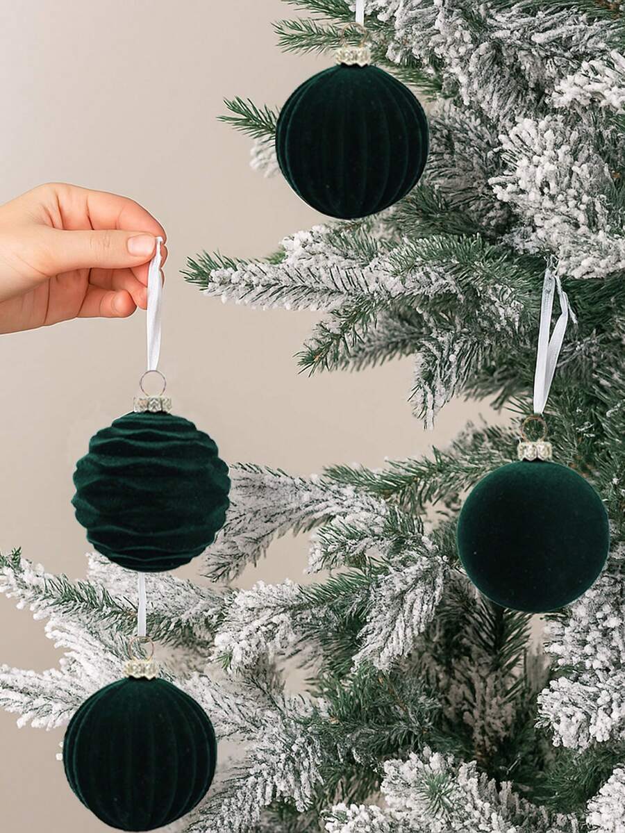 12pcs Burgundy Velvet Christmas Ball Set, Soft Flocked Pom Pom Ornaments, Luxurious Baubles for Holiday Trees, Gifts, and 2026 New Year Decorations