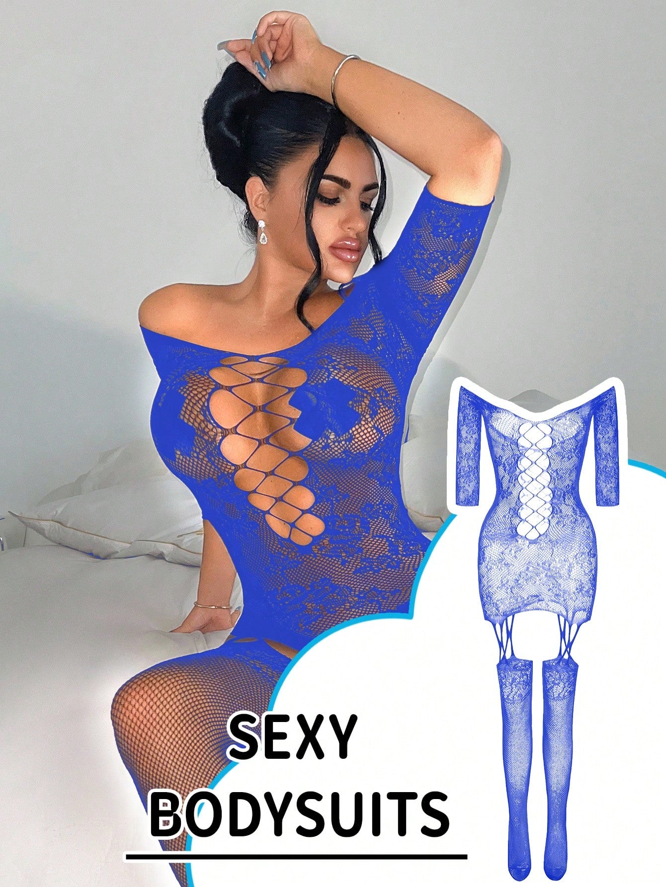 1pc Sexy High Stretch Semi-Sheer Floral Printed Bodystocking, Suitable For Parties, Galas, Clubs, Plus Size