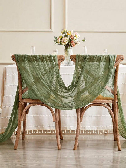 Wrinkled Cheesecloth Table Runner for Weddings and Holidays, Elegant Table Centerpiece Cloth for Christmas Dining, Birthdays, and Romantic Events