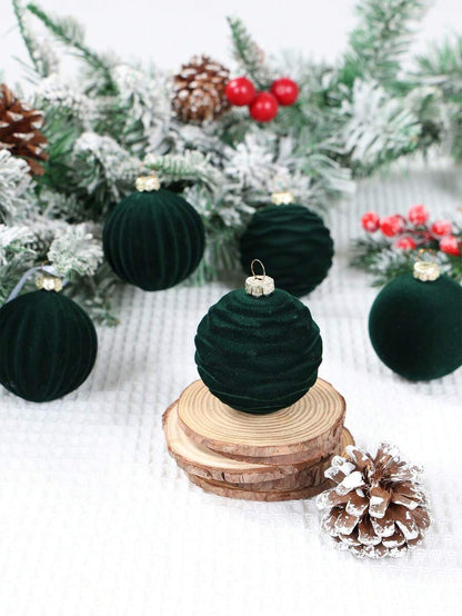 12pcs Burgundy Velvet Christmas Ball Set, Soft Flocked Pom Pom Ornaments, Luxurious Baubles for Holiday Trees, Gifts, and 2026 New Year Decorations