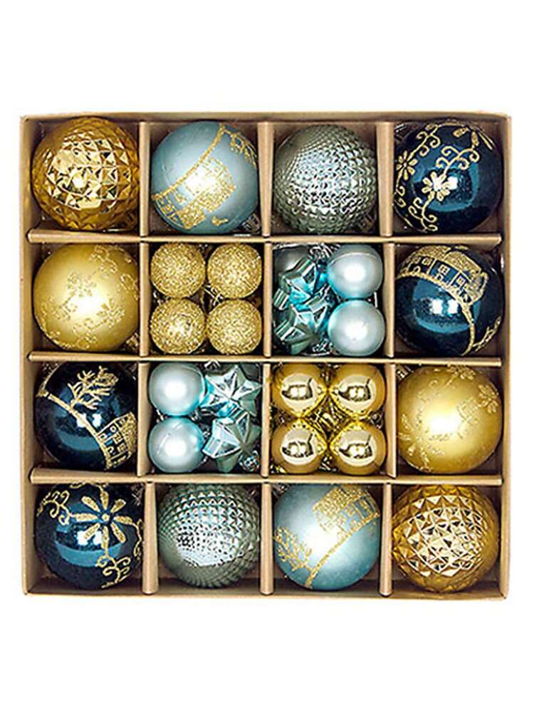44pcs Sequined Christmas Tree Ball Ornaments, Glitter Decorative Holiday Tree Baubles, Perfect for Christmas Parties and Home Decoration