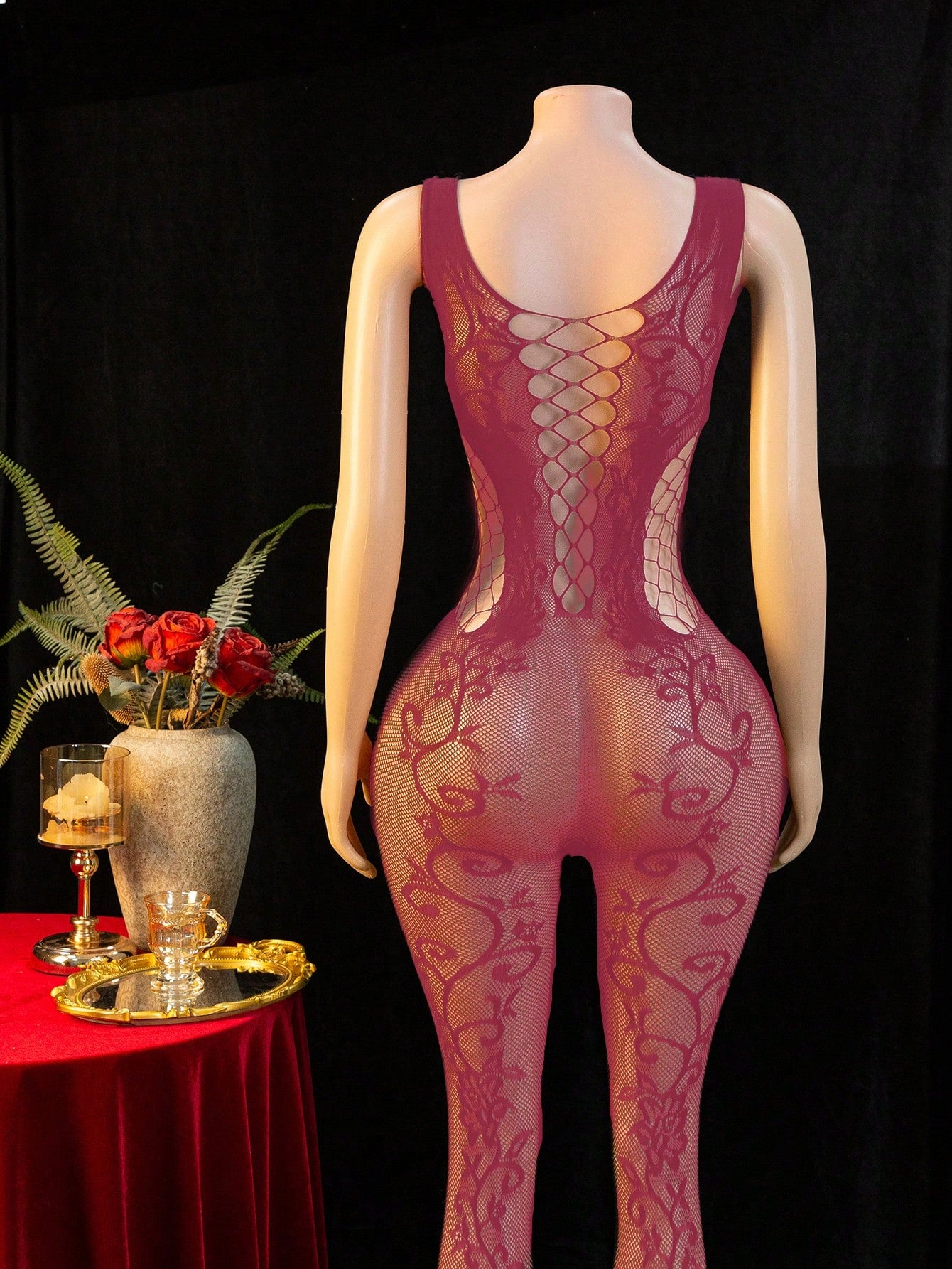 Embroidered Hollow Sheer Sleeveless Sexy Bodystocking