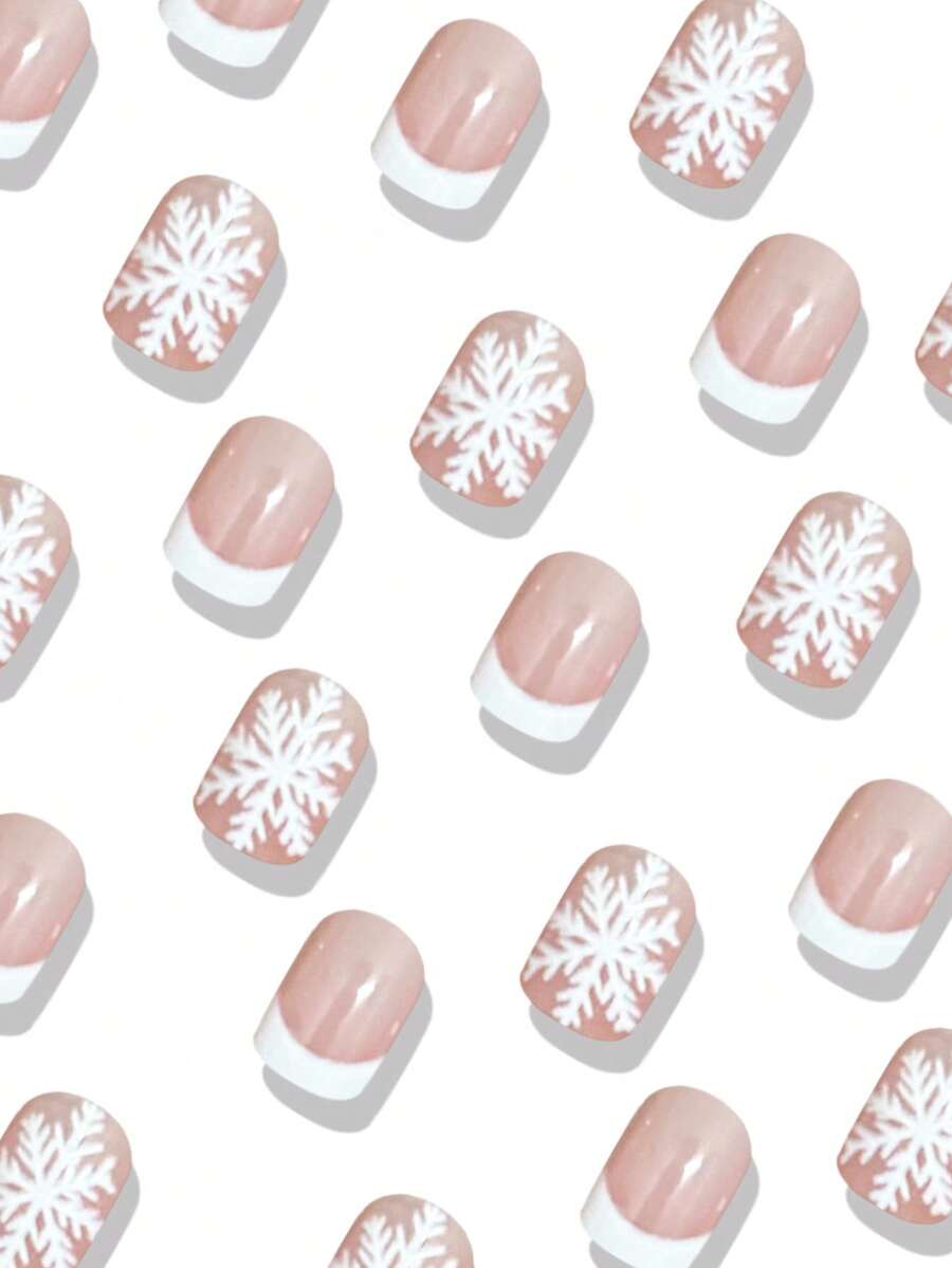 24pcs Short Press On Nails, Red And Green Candy Cane Christmas Design, False Nails For Women, Easy To Apply Holiday Nail Supplies