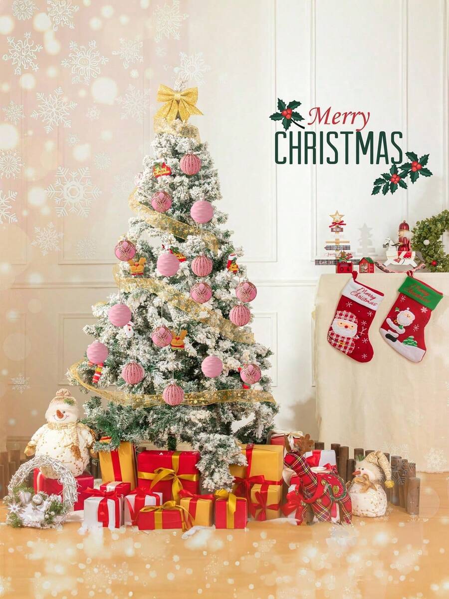 9pcs Green Velvet Christmas Tree Ball Ornaments, Flocked Painted Shatterproof Hanging Décor for Holiday Trees & Home Display