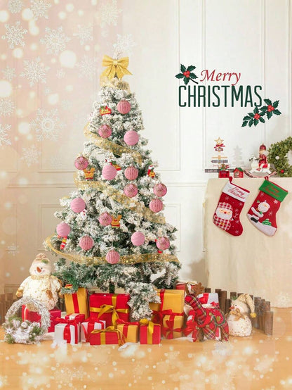 9pcs Green Velvet Christmas Tree Ball Ornaments, Flocked Painted Shatterproof Hanging Décor for Holiday Trees & Home Display