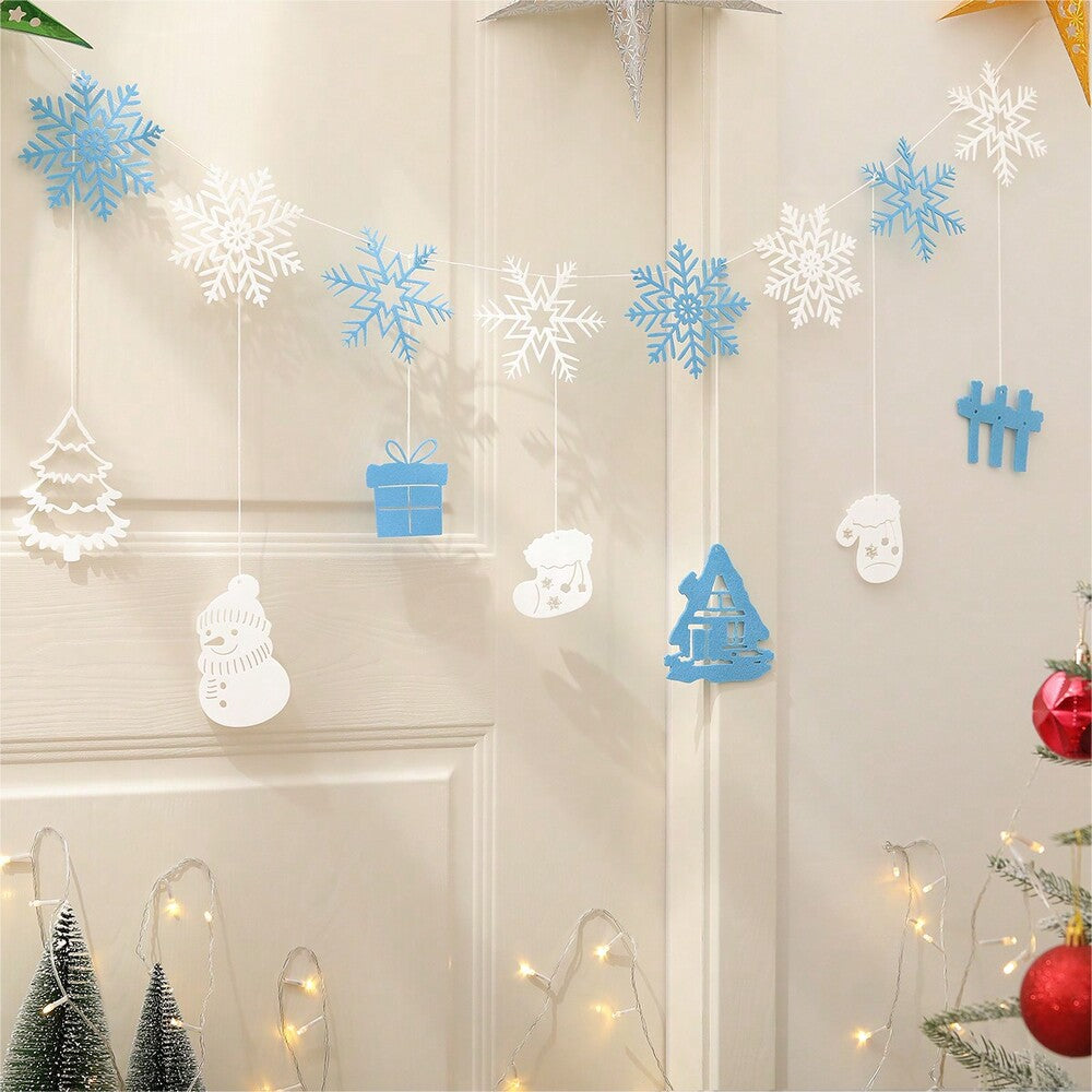 Christmas Snowflake Garland Set, Hanging Party Decoration for Home, Tree, or Wall, Festive Ornament Set for Holiday Celebrations