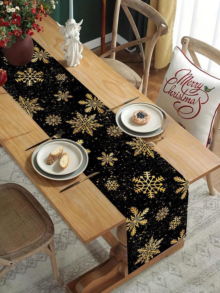 Gingerbread Man Christmas Table Runner, 35x180cm Polyester Holiday Table Flag, Festive Dining Room Décor for Christmas & Winter Home Use
