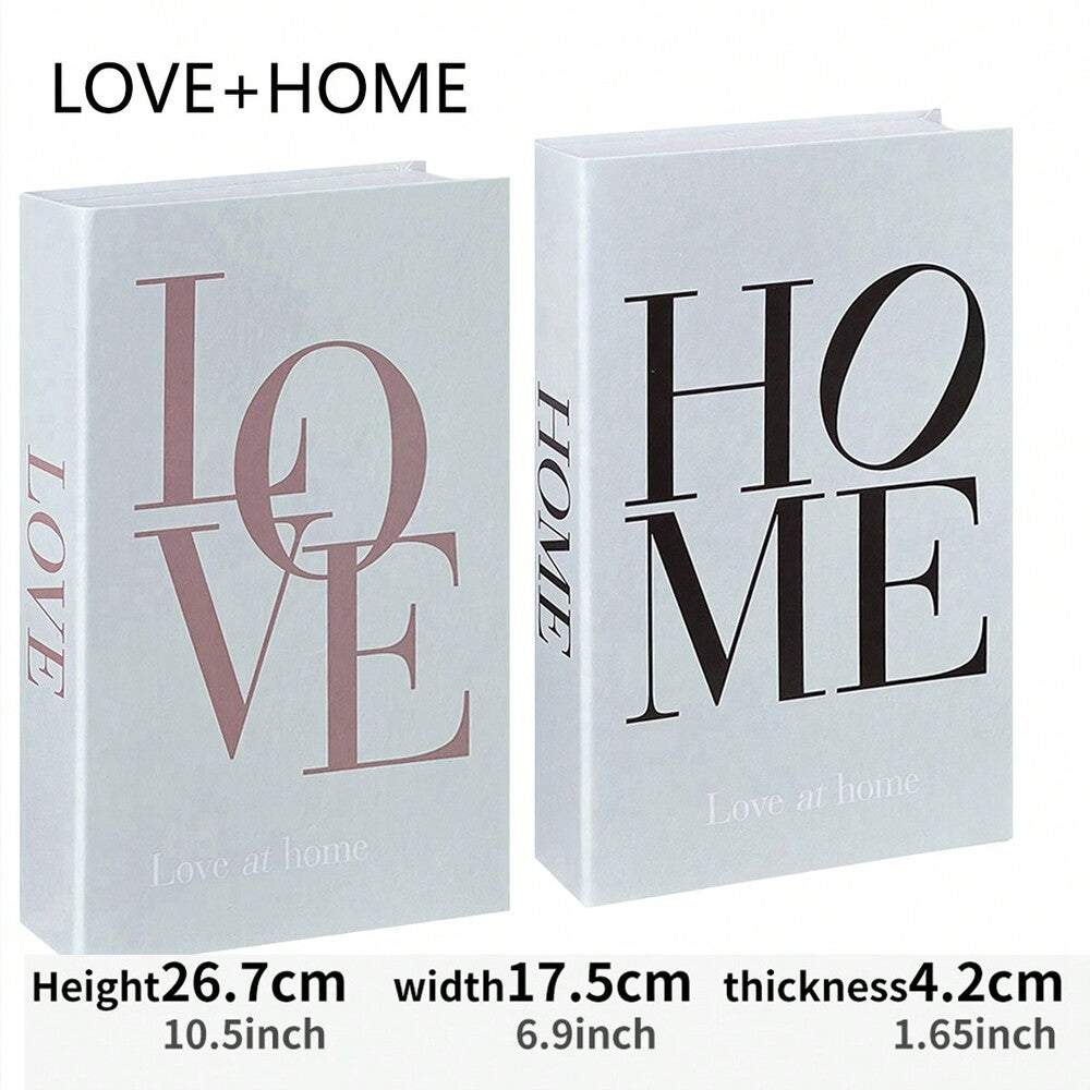 3pcs LOVE AT HOME Decorative Books Set, Stylish Faux Book Ornaments for Coffee Table, Shelf or Office Decor, Creative Living Room Display Props