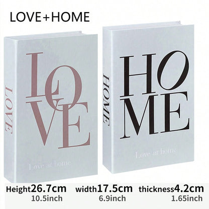 3pcs LOVE AT HOME Decorative Books Set, Stylish Faux Book Ornaments for Coffee Table, Shelf or Office Decor, Creative Living Room Display Props