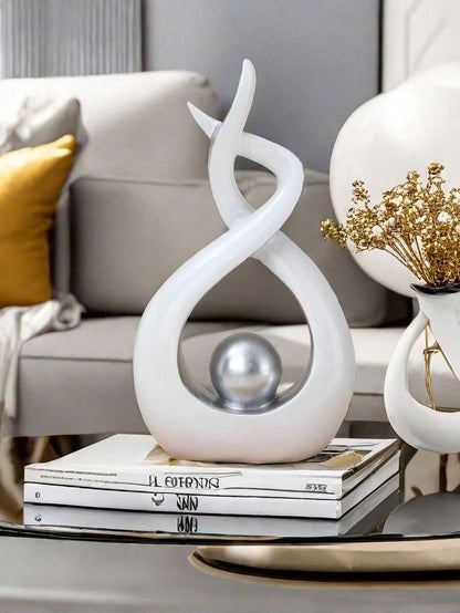 1pc Modern Abstract Resin Art Sculpture, Elegant Handmade Decorative Statue for Living Room, Bedroom or Office Desk, Minimalist Home Decor