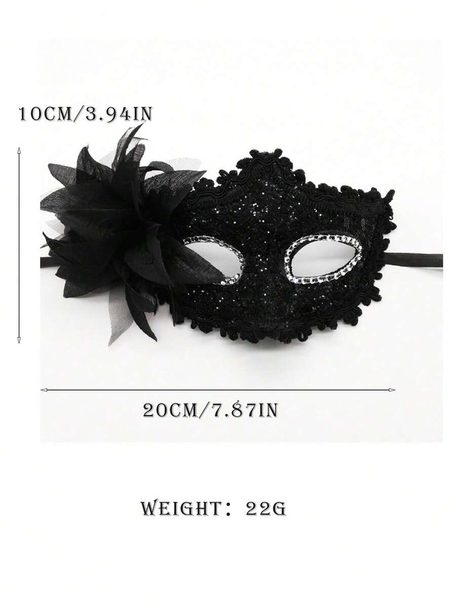 Black goth 3-piece women's lingerie set with cat ear lace eye mask and chain harness bra