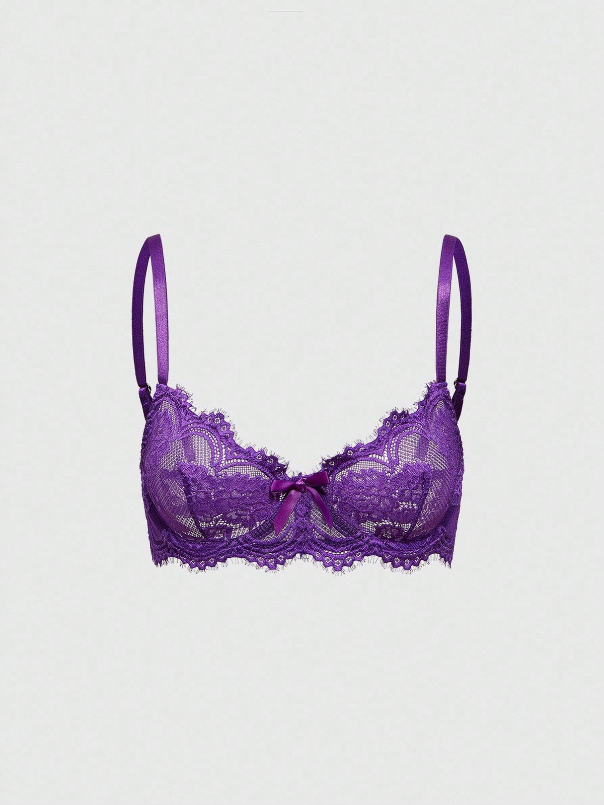 Black sheer floral lace plunge bra featuring underwire support, unlined triangle cups, adjustable straps, and a backless design for women.