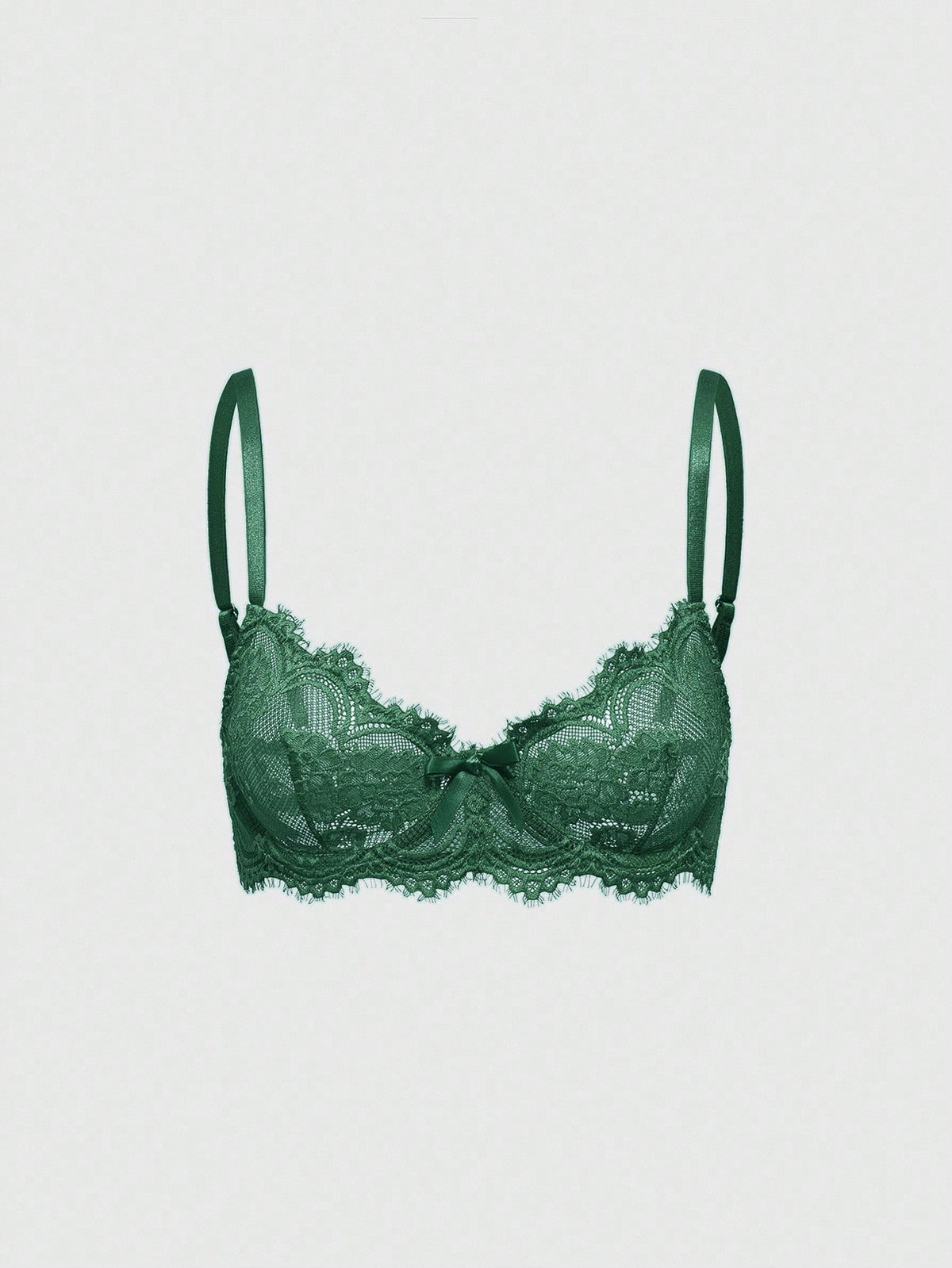 Black sheer floral lace plunge bra featuring underwire support, unlined triangle cups, adjustable straps, and a backless design for women.