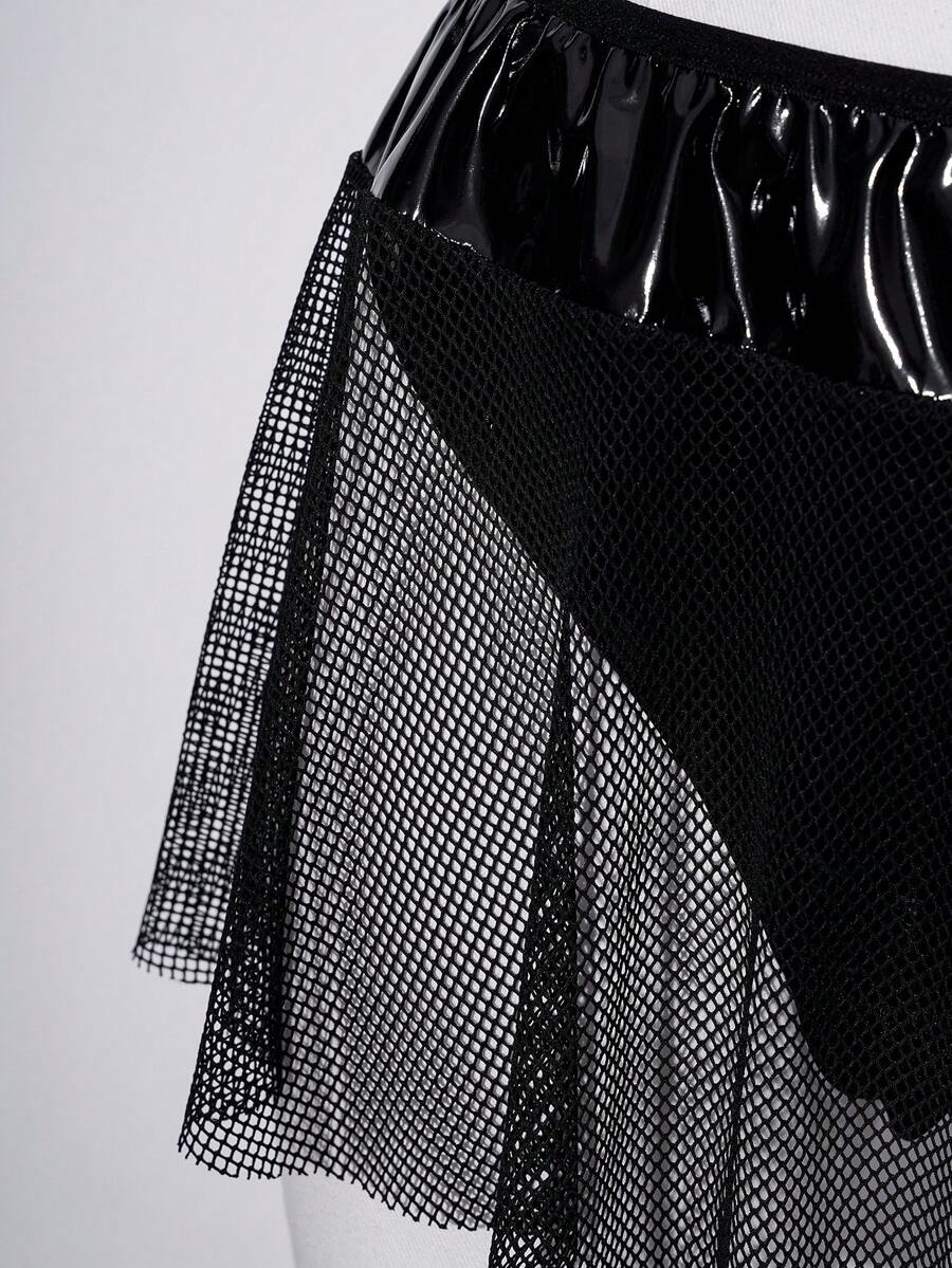 Black plus size lingerie dress featuring backless cup detail with underwire, adjustable spaghetti straps, and mid rise briefs.