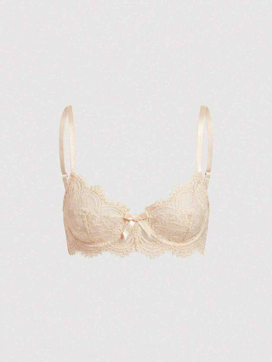 Black sheer floral lace plunge bra featuring underwire support, unlined triangle cups, adjustable straps, and a backless design for women.