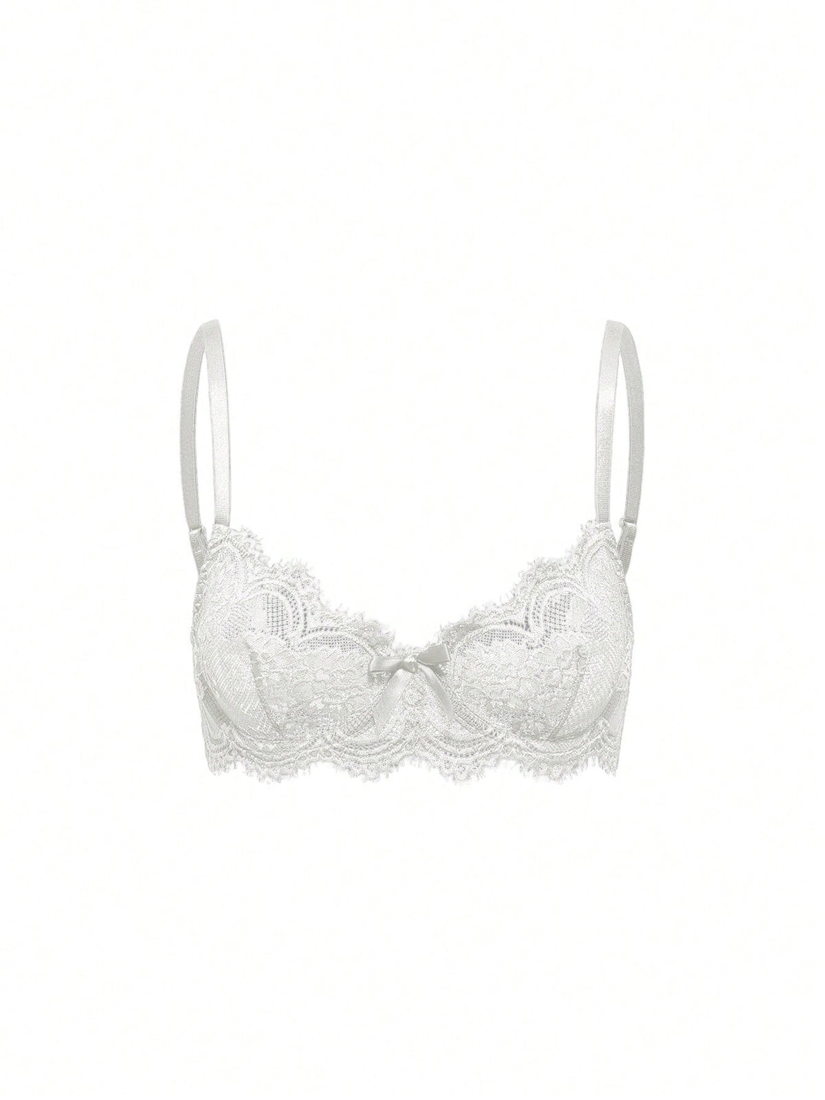 Black sheer floral lace plunge bra featuring underwire support, unlined triangle cups, adjustable straps, and a backless design for women.