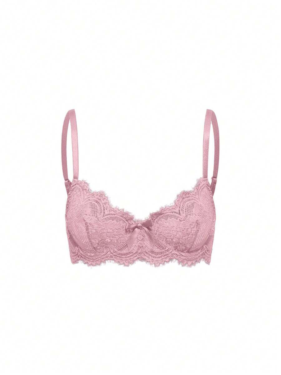 Black sheer floral lace plunge bra featuring underwire support, unlined triangle cups, adjustable straps, and a backless design for women.