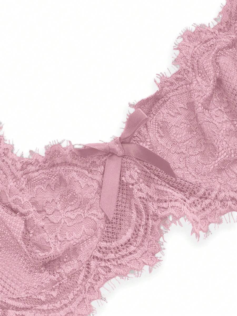 Black sheer floral lace plunge bra featuring underwire support, unlined triangle cups, adjustable straps, and a backless design for women.