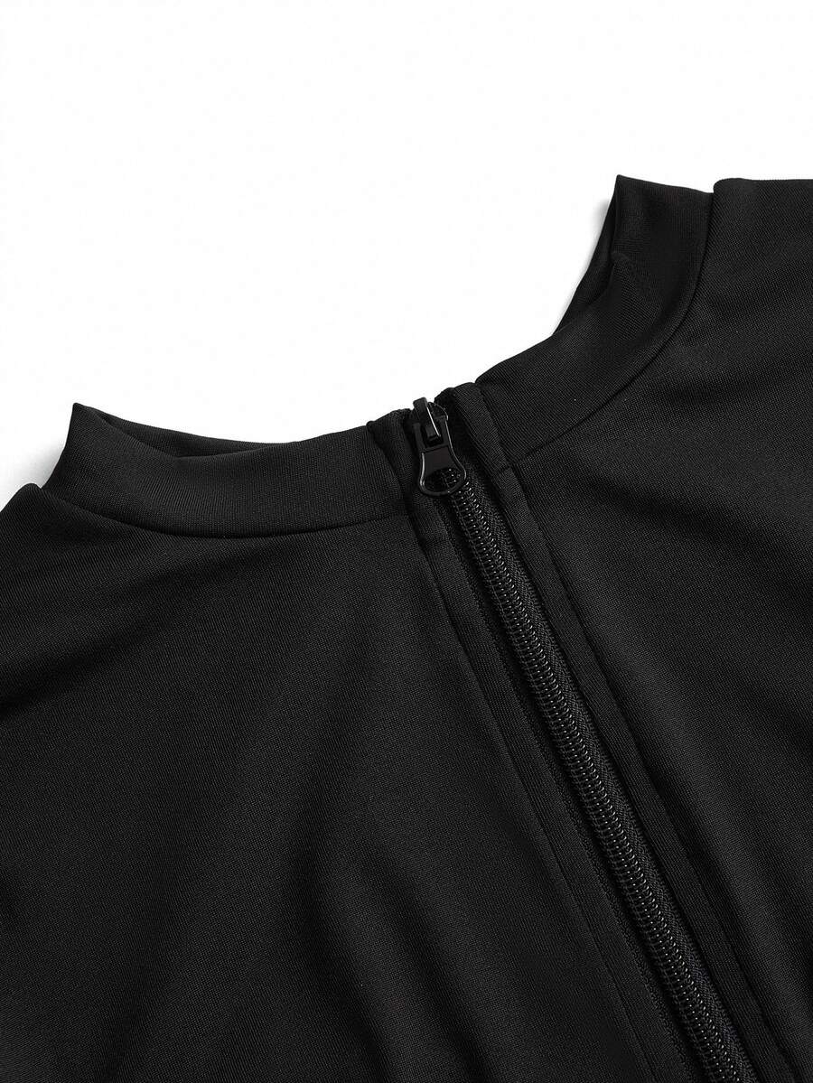 Women's black goth bat cape Halloween costume set featuring a short long-sleeve dress.