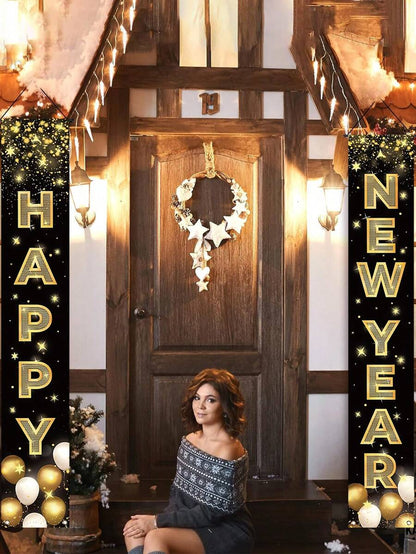 Thanksgiving Pumpkin Gnome Door Banner Set, 30x180cm Polyester Hanging Porch Sign, Autumn Harvest Decoration for Farmhouse Indoor & Outdoor Display