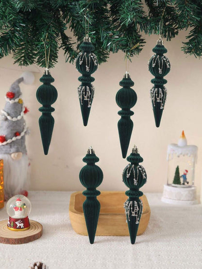 6/12pcs Velvet Christmas Ornament Set (7"), Textured Shatterproof Burgundy Tree Decorations, Elegant Holiday Home Decor