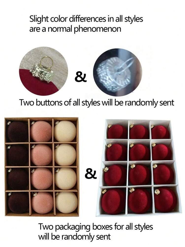 12pcs Velvet Flocked Christmas Decoration Balls, Drop-Proof Plastic Ornaments, Elegant Tree Baubles for Parties, Birthdays, or Holiday Photoshoots