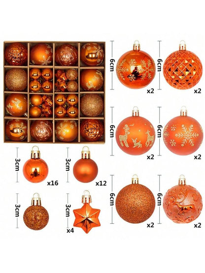 44pcs Sequined Christmas Tree Ball Ornaments, Glitter Decorative Holiday Tree Baubles, Perfect for Christmas Parties and Home Decoration