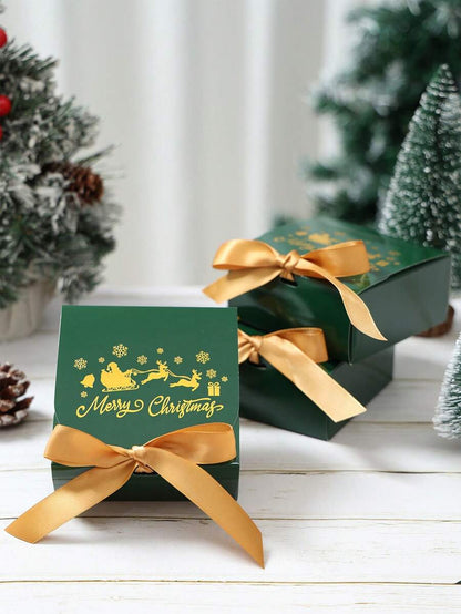 6pcs Christmas Gift Boxes with Ribbons, Santa Snowman & Reindeer Designs for Holiday Treats, Seasonal Packaging & Winter Home Decor
