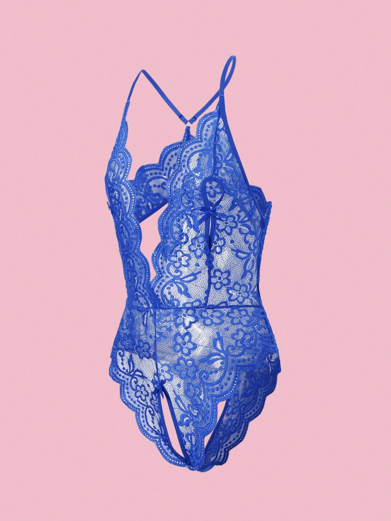 Deep V Lace Backless Bodysuit, Crotchless Open Bra Erotic Lingerie & Underpants, Women's Sexy Clothing