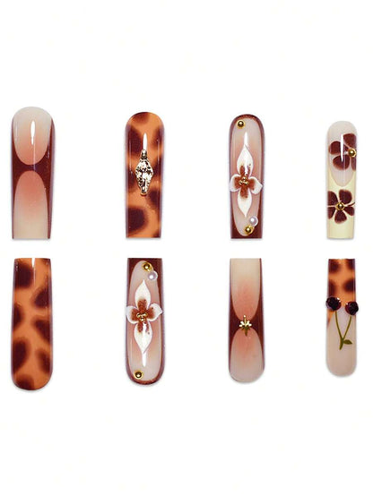 24pcs Soft French Press On Nails, Black And Red Plum Blossom Pattern, Romantic Dark Style Nail Set With File For Women Daily Wear