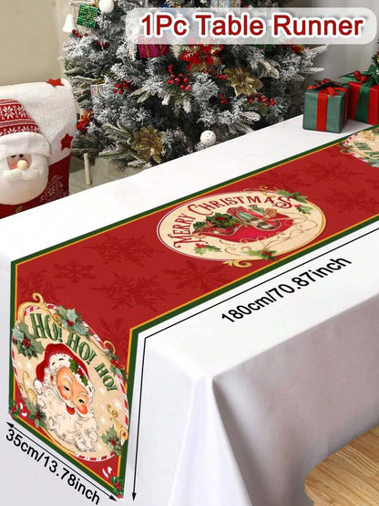 Gingerbread Man Christmas Table Runner, 35x180cm Polyester Holiday Table Flag, Festive Dining Room Décor for Christmas & Winter Home Use