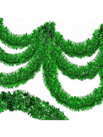 Metallic Tinsel Garland for Christmas, 1–2 Piece Shiny Glitter Streamer Decoration, Long Hanging Ornament for Trees, Parties, and Weddings