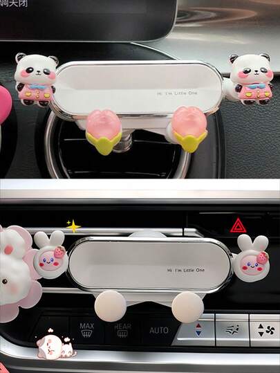 1pc Cartoon Car Phone Holder, Air Vent Mount Stand for iPhone & Android, Cute Car Accessory for Navigation & Hands-Free Use