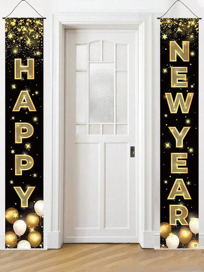 Thanksgiving Pumpkin Gnome Door Banner Set, 30x180cm Polyester Hanging Porch Sign, Autumn Harvest Decoration for Farmhouse Indoor & Outdoor Display