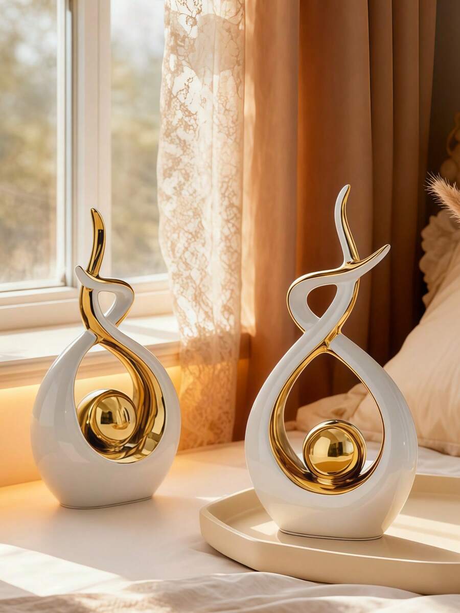 1pc Modern Abstract Resin Art Sculpture, Elegant Handmade Decorative Statue for Living Room, Bedroom or Office Desk, Minimalist Home Decor