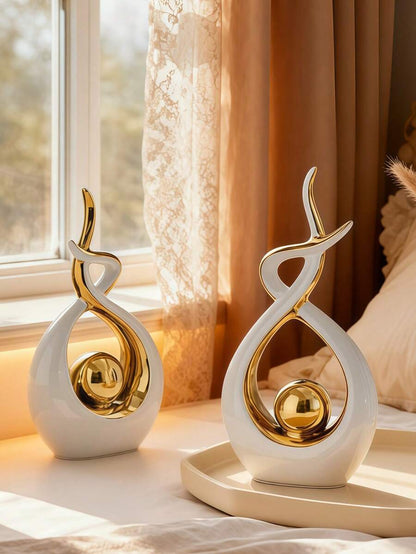 1pc Modern Abstract Resin Art Sculpture, Elegant Handmade Decorative Statue for Living Room, Bedroom or Office Desk, Minimalist Home Decor