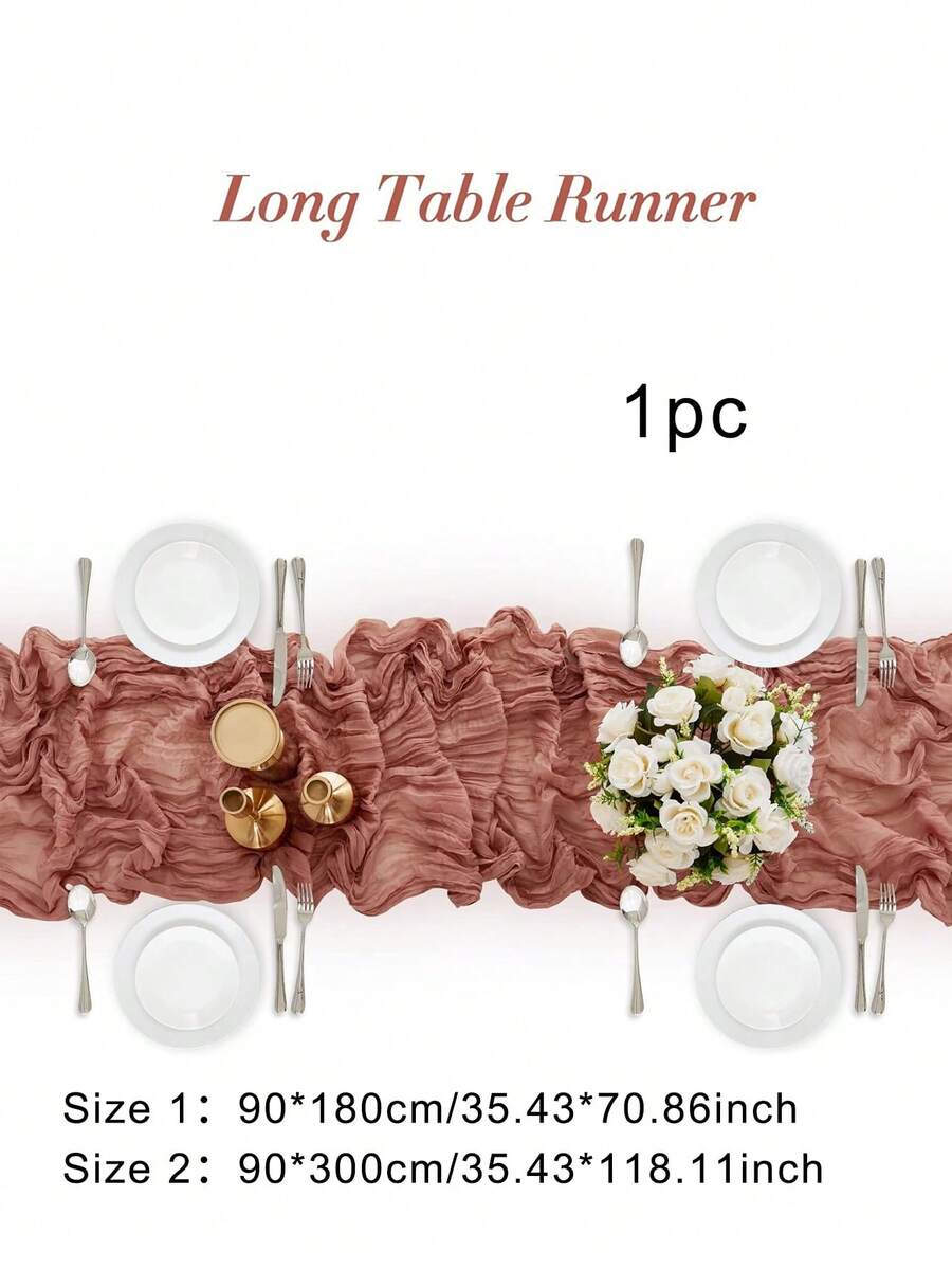 Wrinkled Cheesecloth Table Runner for Weddings and Holidays, Elegant Table Centerpiece Cloth for Christmas Dining, Birthdays, and Romantic Events