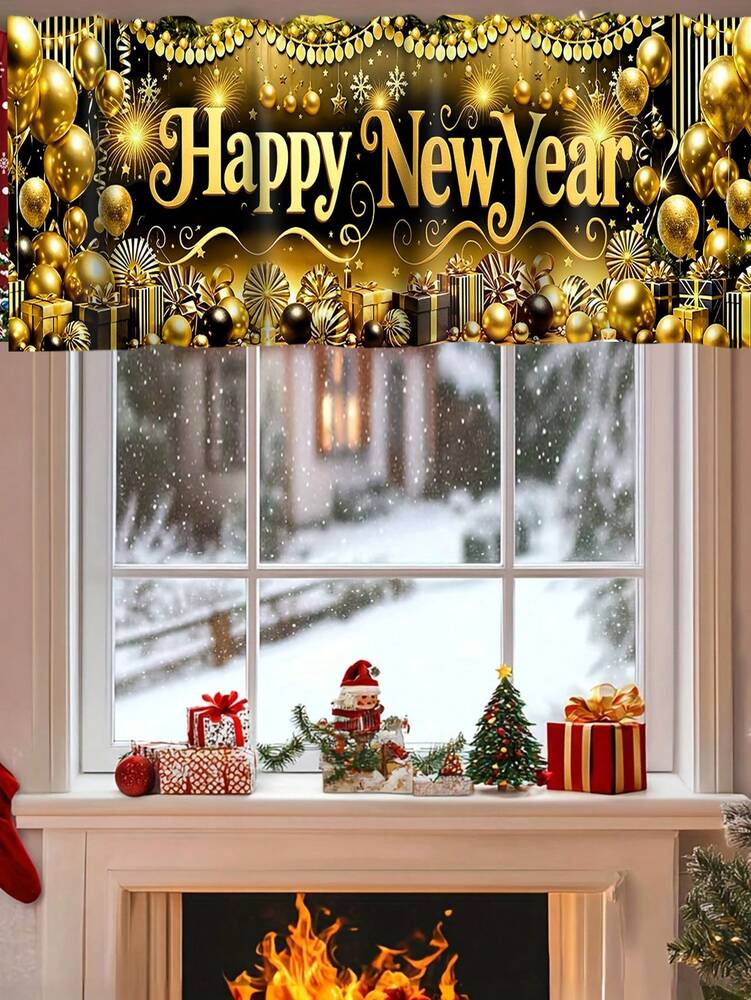 Santa Claus & Snowman Christmas Curtain Valance, 1–2 Piece Polyester Window Decor with Rod Pocket for Kitchen, Living Room or Bedroom