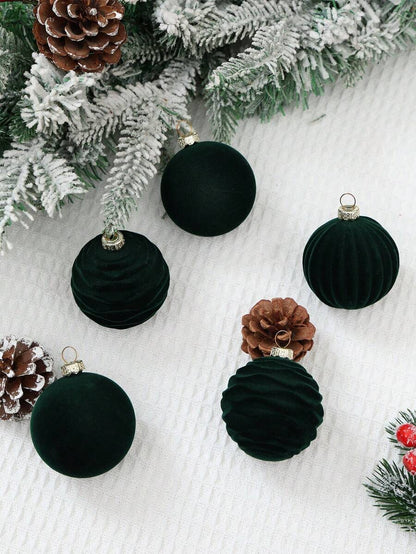 12pcs Burgundy Velvet Christmas Ball Set, Soft Flocked Pom Pom Ornaments, Luxurious Baubles for Holiday Trees, Gifts, and 2026 New Year Decorations