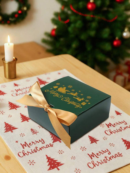 6pcs Christmas Gift Boxes with Ribbons, Santa Snowman & Reindeer Designs for Holiday Treats, Seasonal Packaging & Winter Home Decor