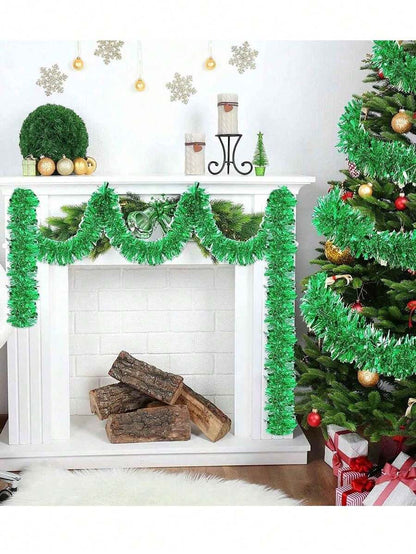 Metallic Tinsel Garland for Christmas, 1–2 Piece Shiny Glitter Streamer Decoration, Long Hanging Ornament for Trees, Parties, and Weddings