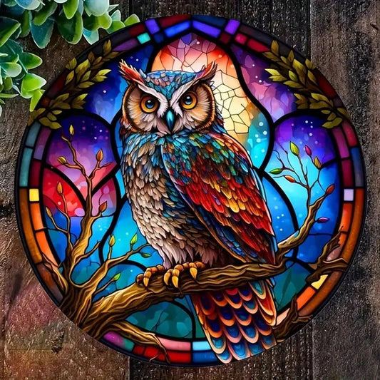 3D Stained Glass Owl Window Hanging, Colorful Sun Catcher Bird Ornament for Kitchen, Living Room & Office, Handmade Decorative Gift (1pc)