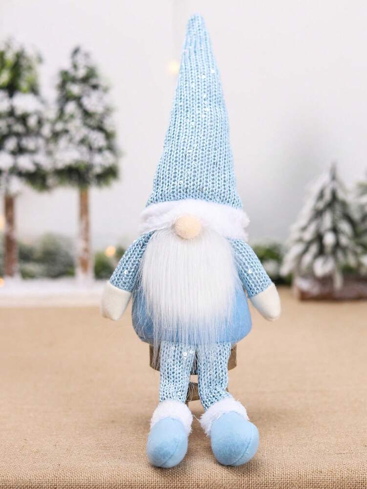 Christmas Gnome Ornament with Knitted Hat, Cute Faceless Figurine Decor, Festive Christmas Tree Decoration and Gift for Home, Table, or Office