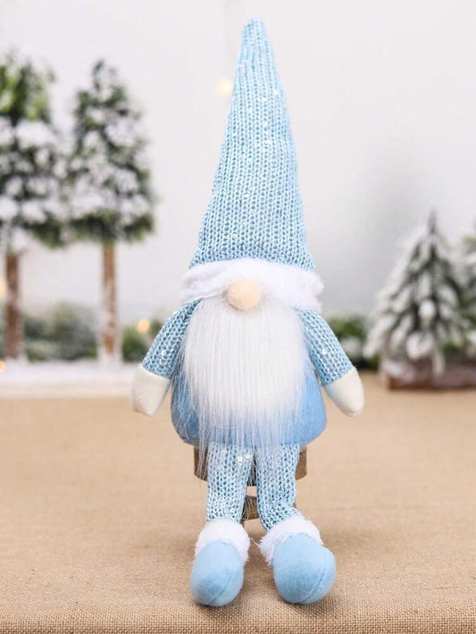 Christmas Gnome Ornament with Knitted Hat, Cute Faceless Figurine Decor, Festive Christmas Tree Decoration and Gift for Home, Table, or Office