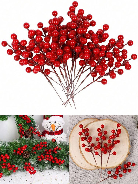 30/20/10/1pcs Artificial Red Berry Stems, Decorative Pip Berry Sprays for DIY Wreaths, Christmas Ornaments, and Winter Floral Arrangements