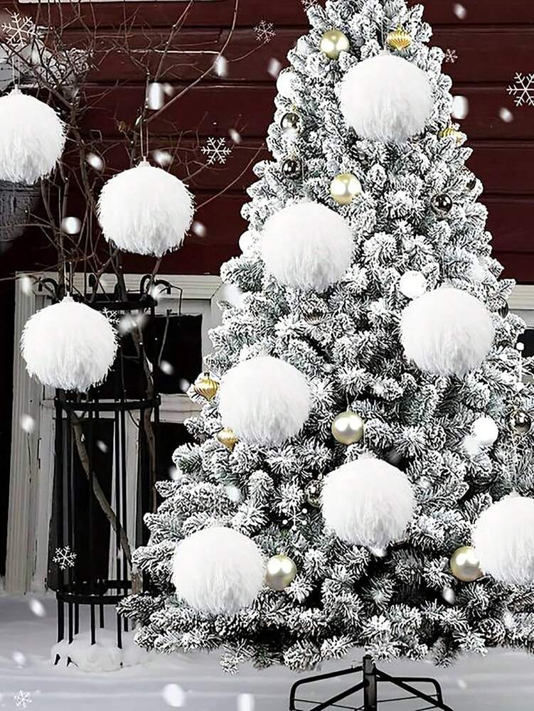 6pcs White Sparkling Foam Christmas Balls, Lightweight Decorative Ornaments for Trees, Weddings, and Holiday Party Decoration Displays