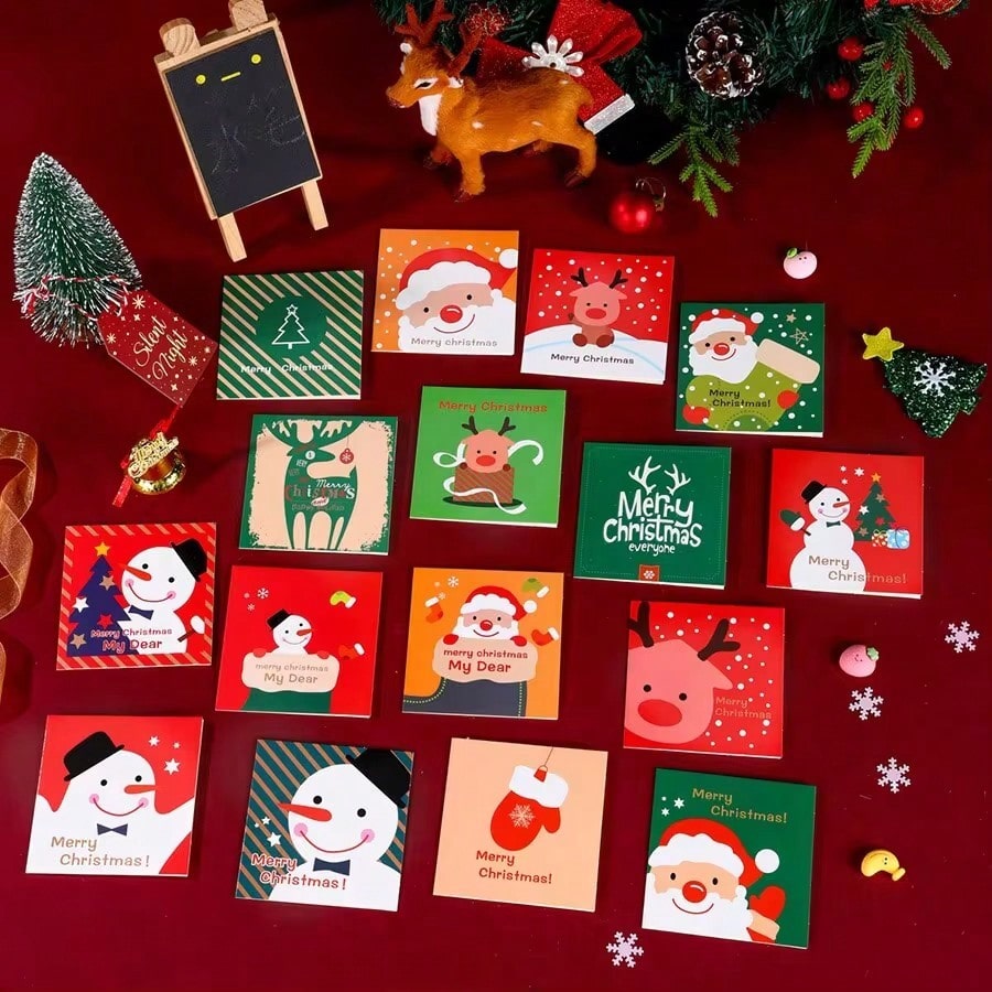 24pcs Mini Christmas Greeting Cards Set, Embossed Santa Claus Design with Envelopes, Perfect for Holiday Wishes, Gifts, and Festive Messages